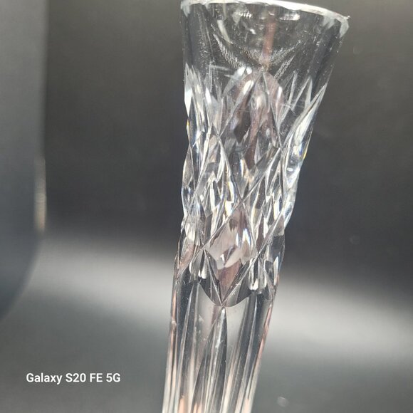 Vintage Royal Brierley Crystal Bud Vase Cut Glass Etched Footed Signed - Picture 4 of 11